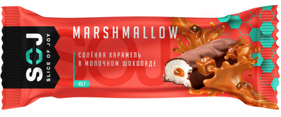 картинка Батончик Marshmallow SOJ с соленой крамелью в молочном шоколаде 30 гр магазин Winner являющийся официальным дистрибьютором в России 