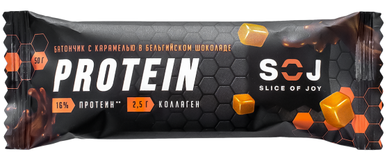 картинка Батончик  протеиновый "Protein SOJ" с соленой карамелью 50 гр магазин Winner являющийся официальным дистрибьютором в России 