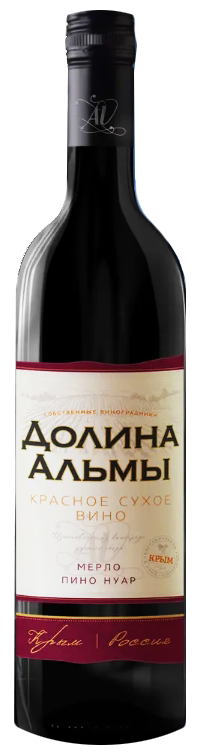картинка Вино сухое красное Мерло - Пино Нуар Долина Альмы 0,75 л магазин Winner являющийся официальным дистрибьютором в России 