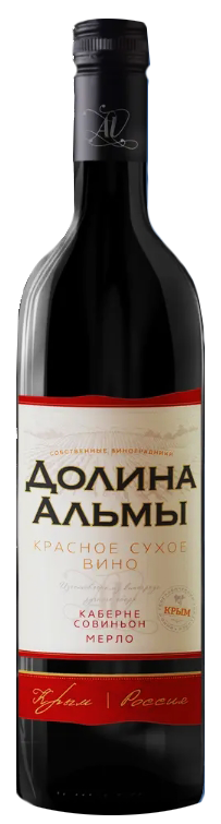 картинка Вино сухое красное Каберне Совиньон - Мерло Долина Альмы 0,75 л магазин Winner являющийся официальным дистрибьютором в России 